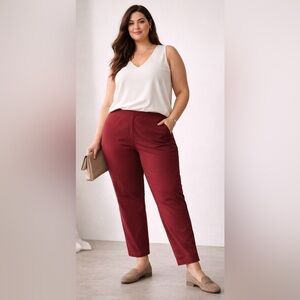 Vince NWT Stretch Burgundy Pants Italian Fabric Side Zipper Size XXL